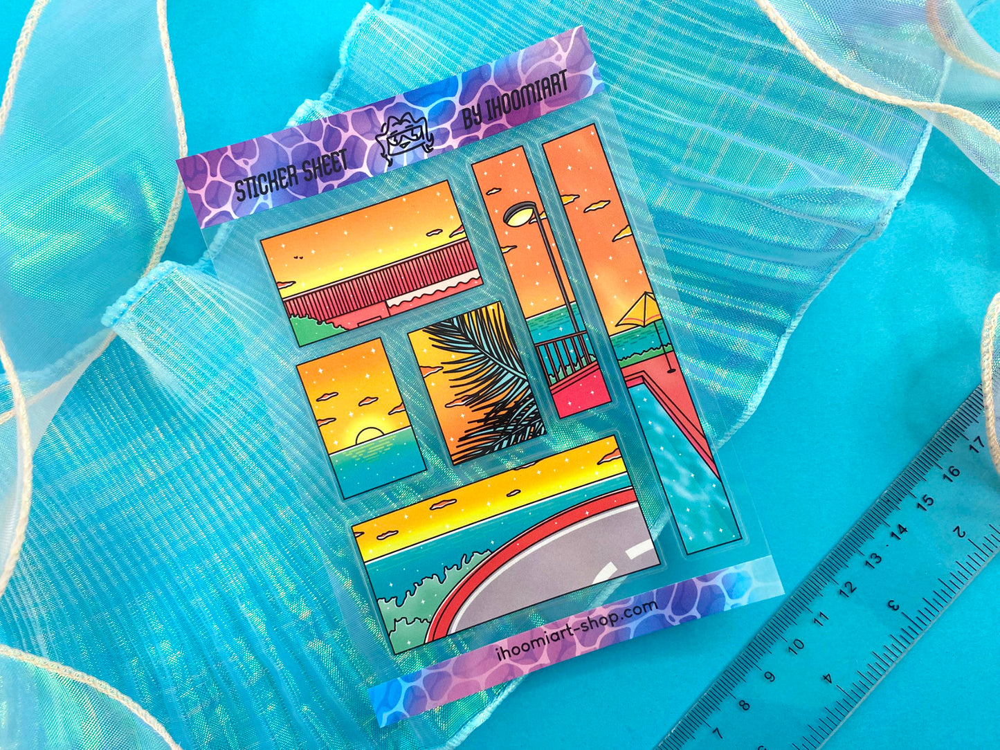 Hot Summer A6 Clear Sticker Sheet | Summer day landscape