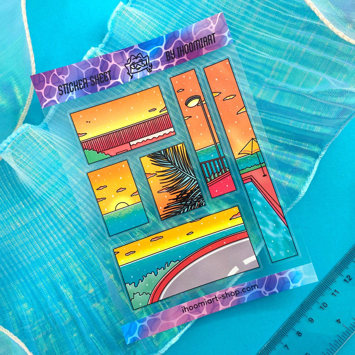 Planche de stickers Transparente A6 Hot Summer | Paysages d'été