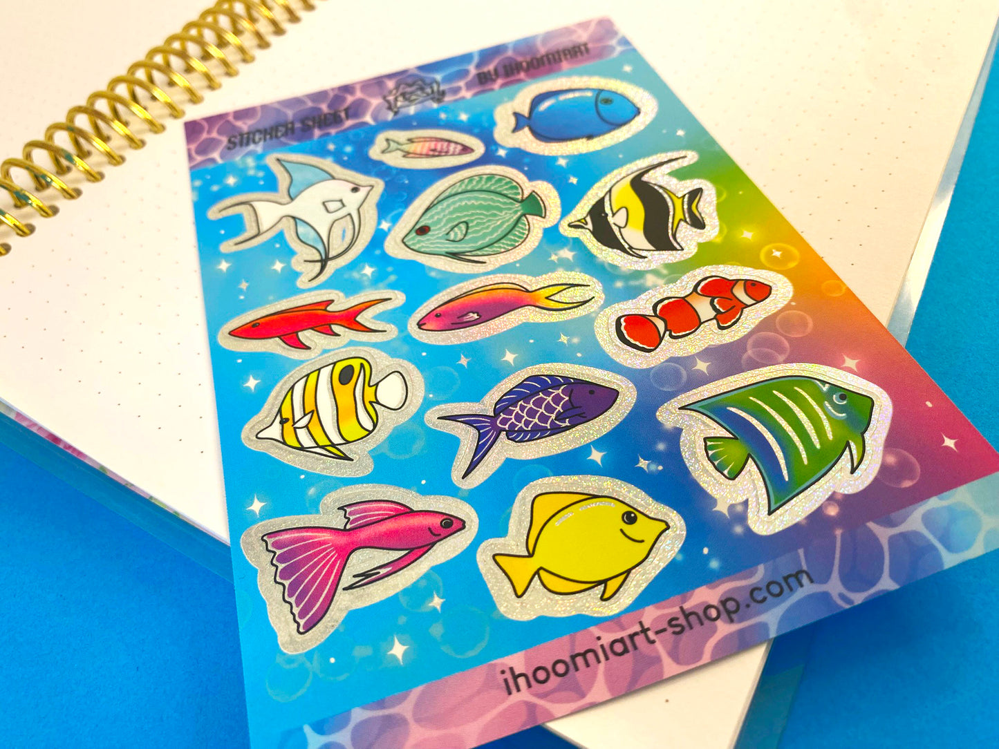 Nostalgic Fish Holographic Glitters Sticker Sheet - Fantasy Fish