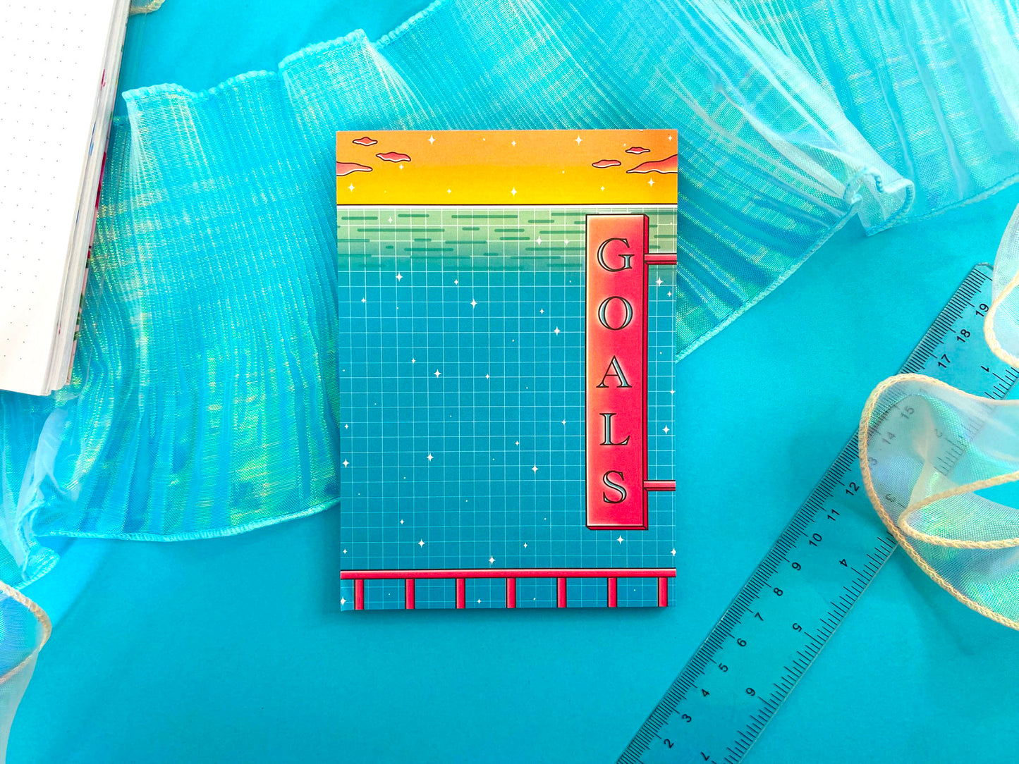 Hot Summer A6 Notepad – Goals and ocean view | Vaporwave and Summer vibes