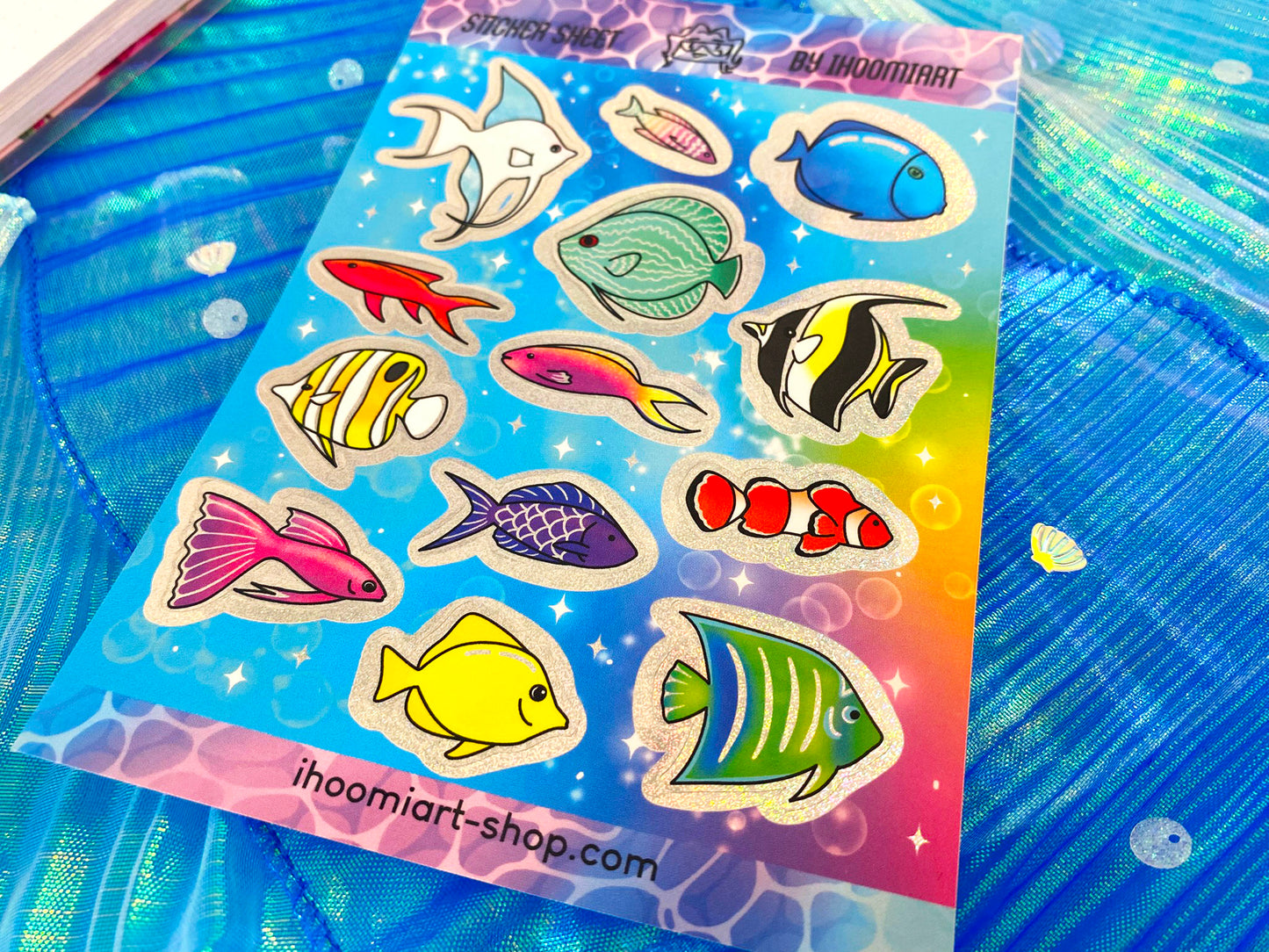 Nostalgic Fish Holographic Glitters Sticker Sheet - Fantasy Fish