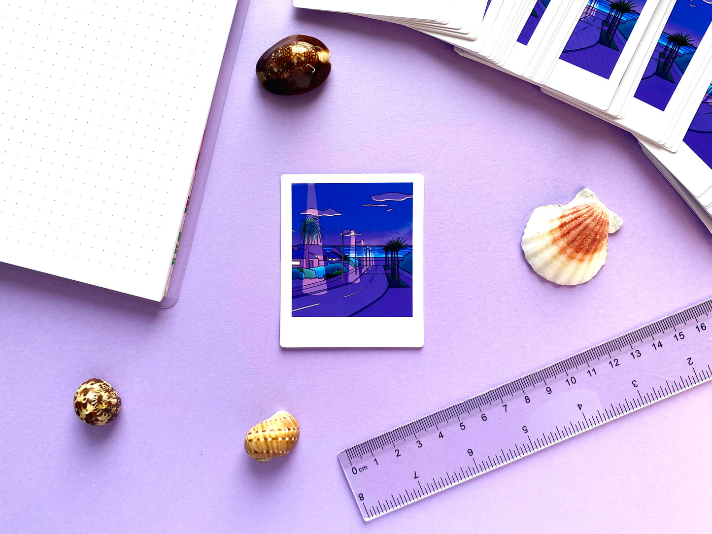 Glossy Waterproof Sticker - Polaroid "Purple Summer Night"