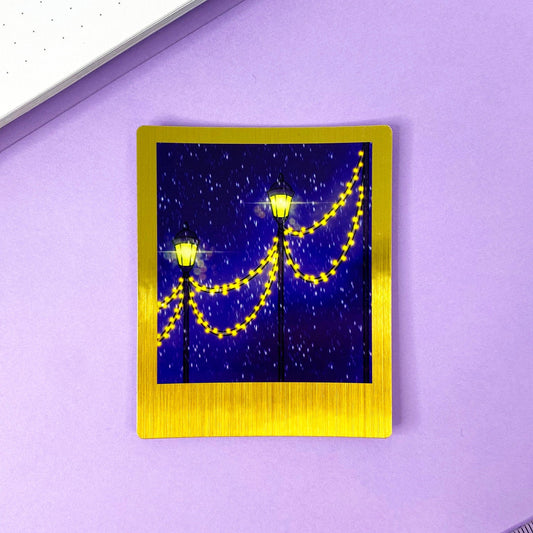 Before Christmas Gold Polaroid Sticker | Christmas Light