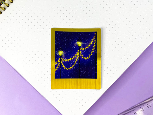 Stickers Polaroid Doré Before Christmas | Lumières de Noël