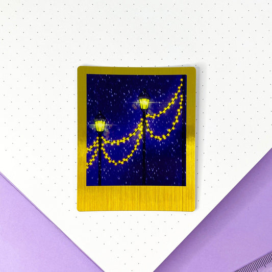 Before Christmas Gold Polaroid Sticker | Christmas Light