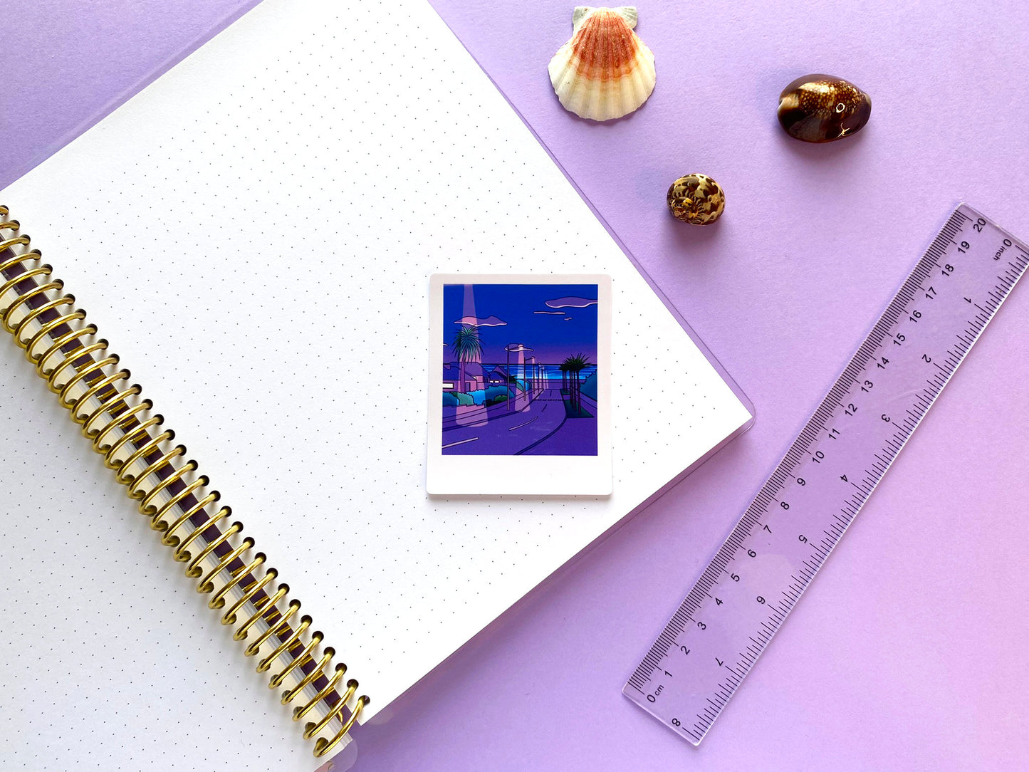 Glossy Waterproof Sticker - Polaroid "Purple Summer Night"
