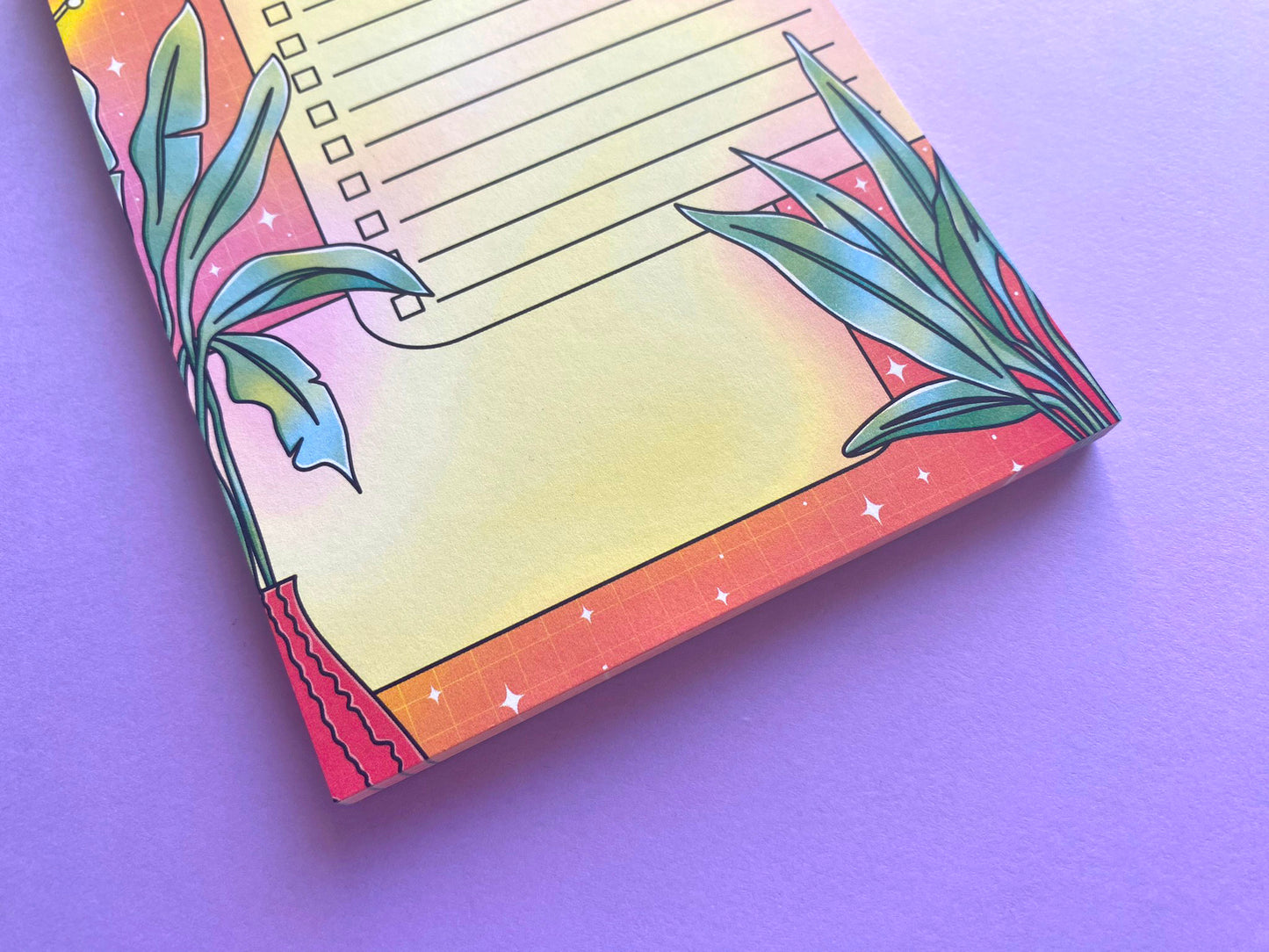 To Do List & Notes A6 Notepad | Vaporwave plant - Orange and light vibe
