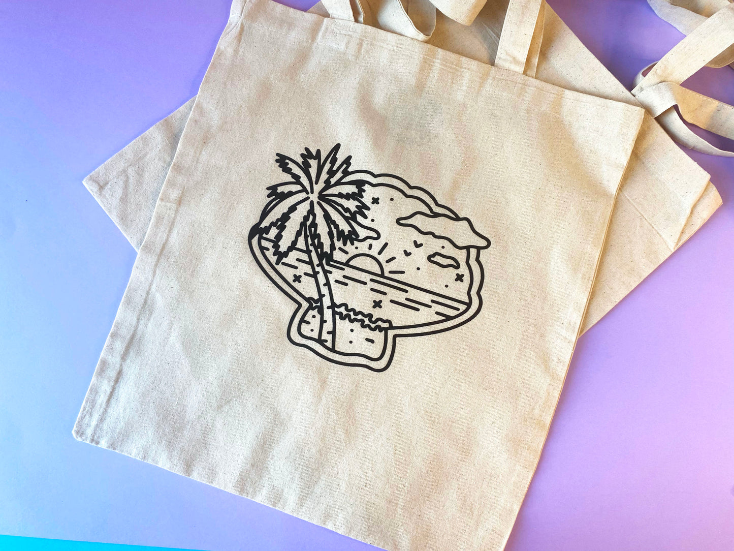 Tote Bag - Coquillage, vue sur la mer & palmier