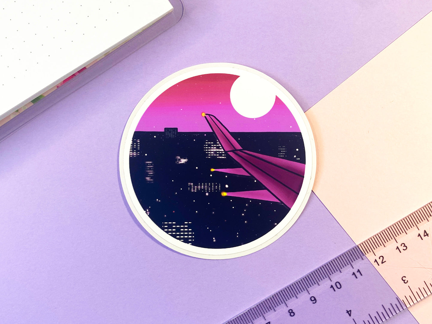 Sticker Waterproof Vaporwave "Vue nocturne par avion"