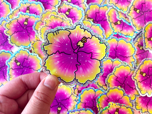 Sticker Holographique - Hibiscus