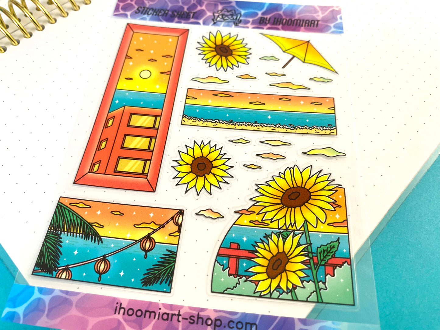 Hot Summer A6 Clear Sticker Sheet | Summer day landscape and Sunflower View