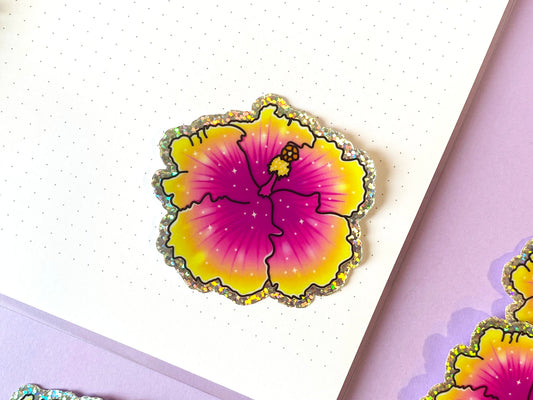 Sticker Holographique - Hibiscus