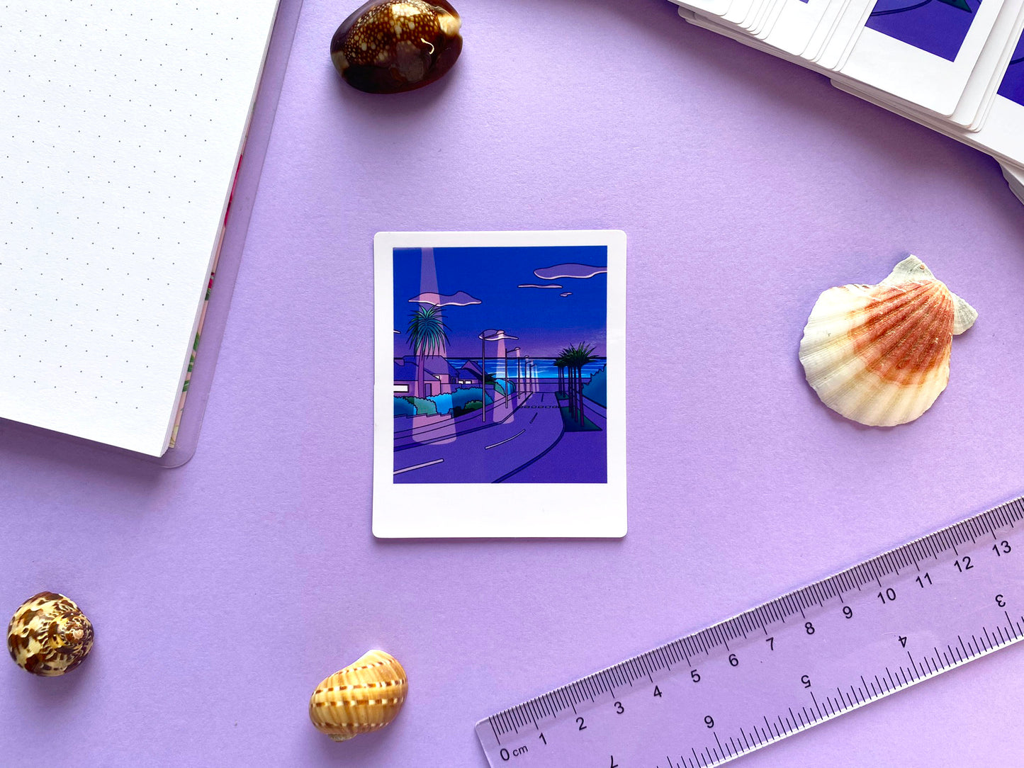 Glossy Waterproof Sticker - Polaroid "Purple Summer Night"
