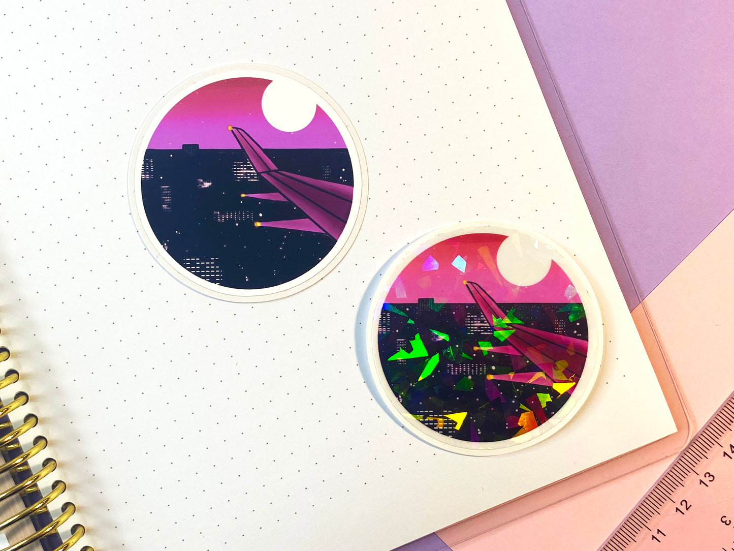 Sticker Waterproof Vaporwave "Vue nocturne par avion"