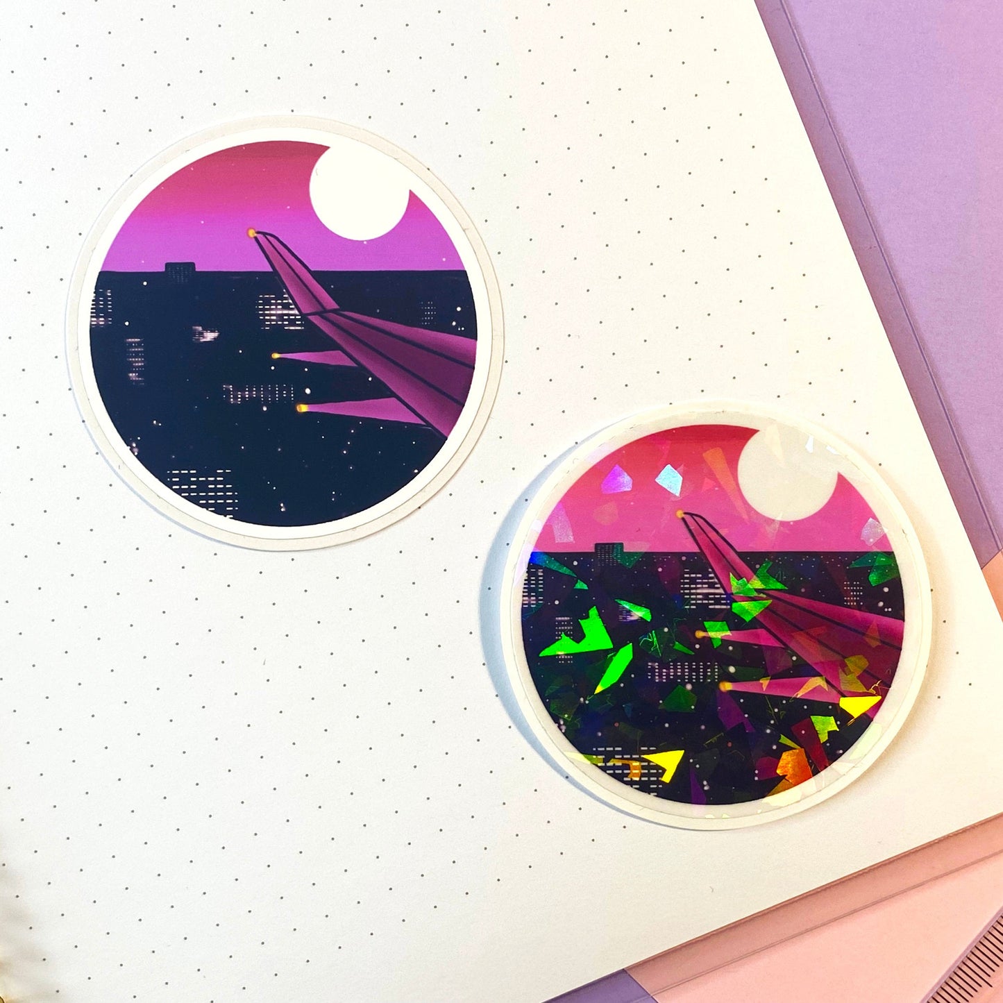 Sticker Waterproof Vaporwave "Vue nocturne par avion"