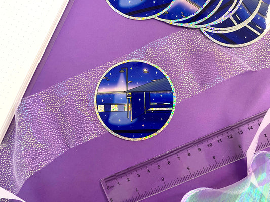 Late Night Holographic Glitters Sticker - Last Bus of the Night