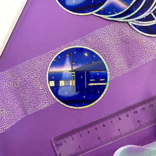 Late Night Holographic Glitters Sticker - Last Bus of the Night