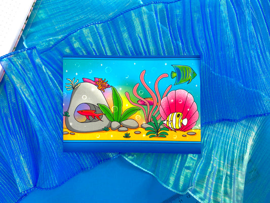 Nostalgic Fish A6 Postcard / Art Print - Colorful Aquarium