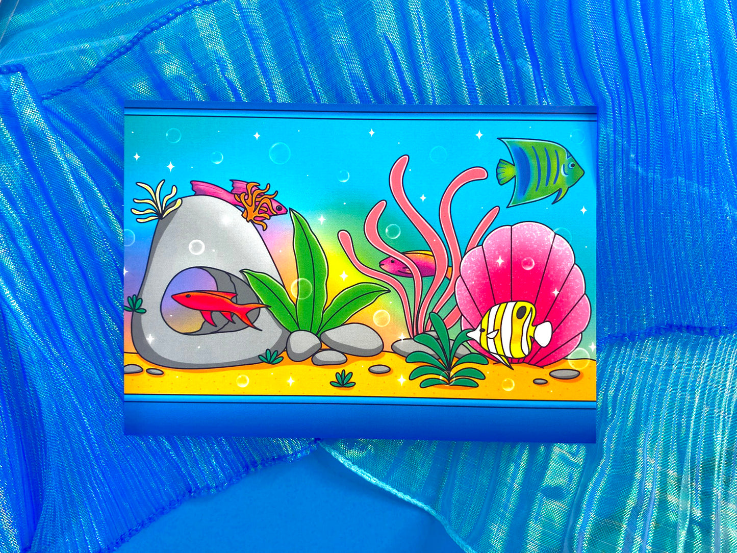 Nostalgic Fish Carte postale A6 / Art Print - Aquarium Coloré