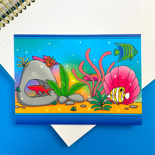 Nostalgic Fish A6 Postcard / Art Print - Colorful Aquarium