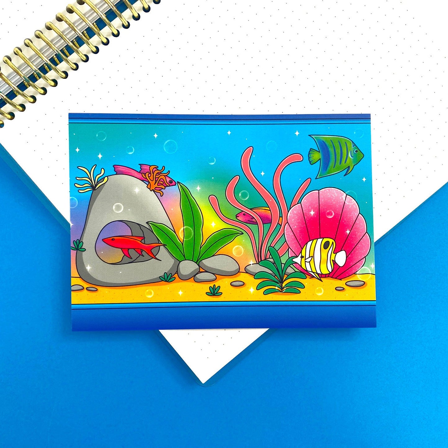 Nostalgic Fish A6 Postcard / Art Print - Colorful Aquarium