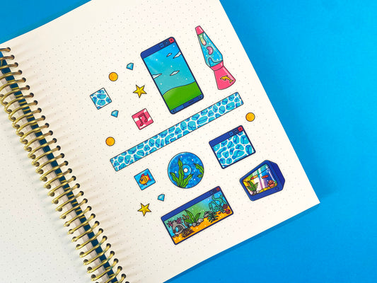 Nostalgic Fish A6 Clear Sticker Sheet - "Lost in aquatic virtual world"