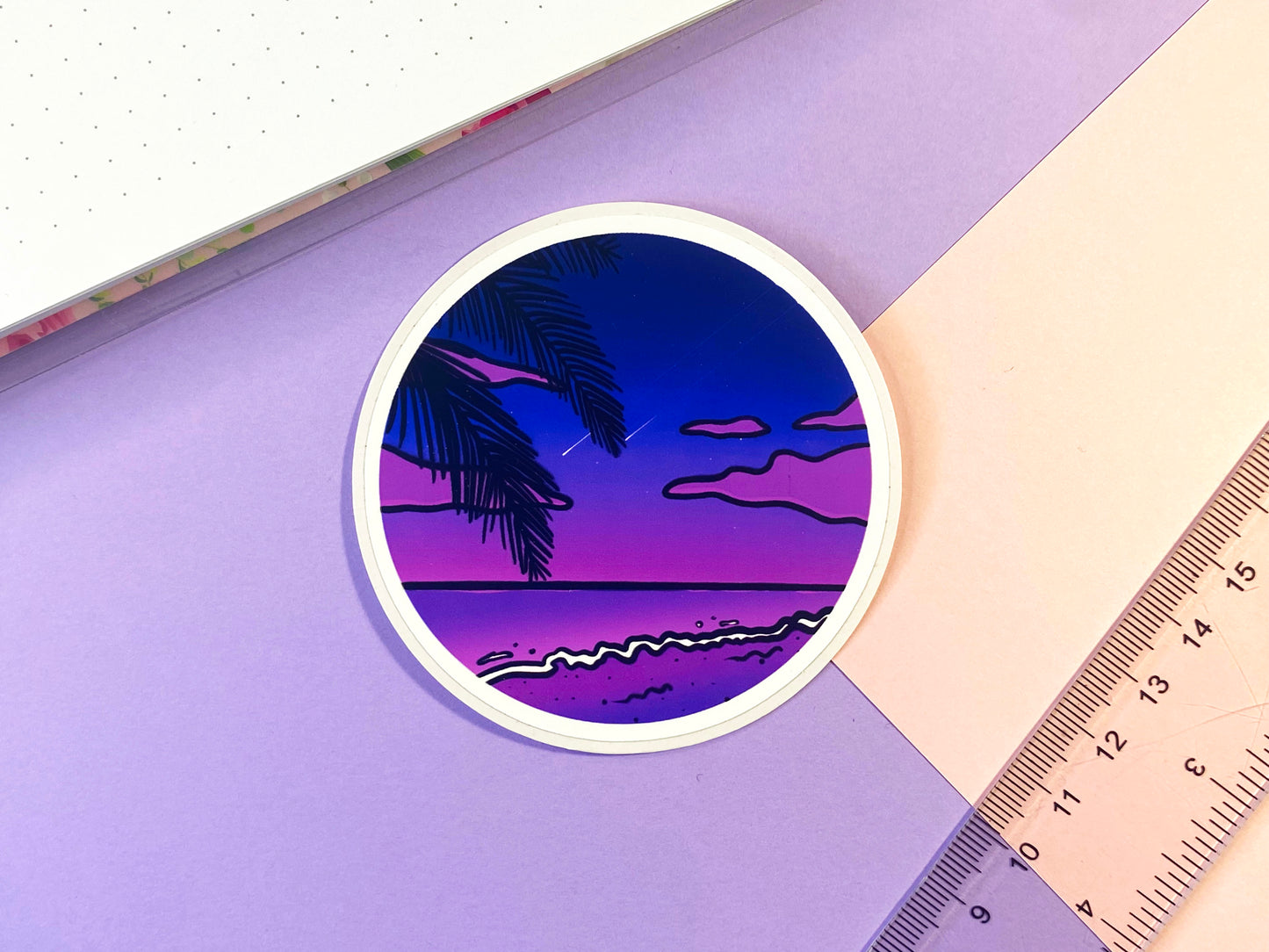 Waterproof Vaporwave Sticker "Walk by the sea"