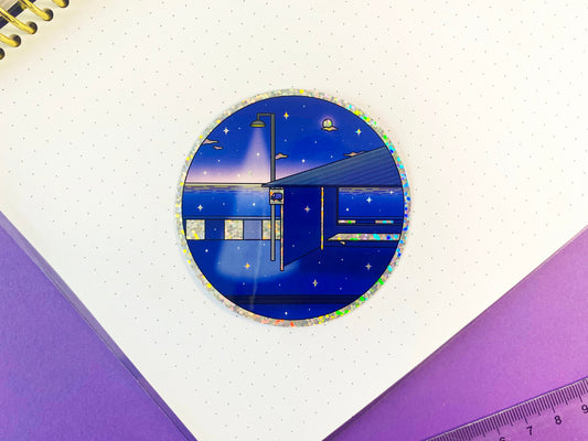Late Night Holographic Glitters Sticker - Last Bus of the Night