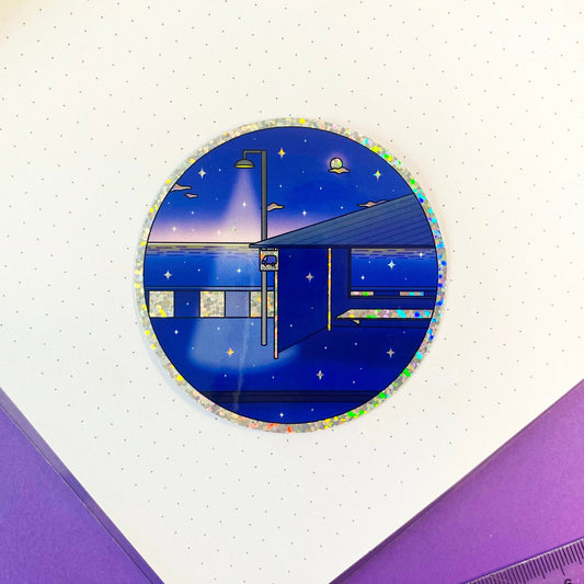Late Night Holographic Glitters Sticker - Last Bus of the Night