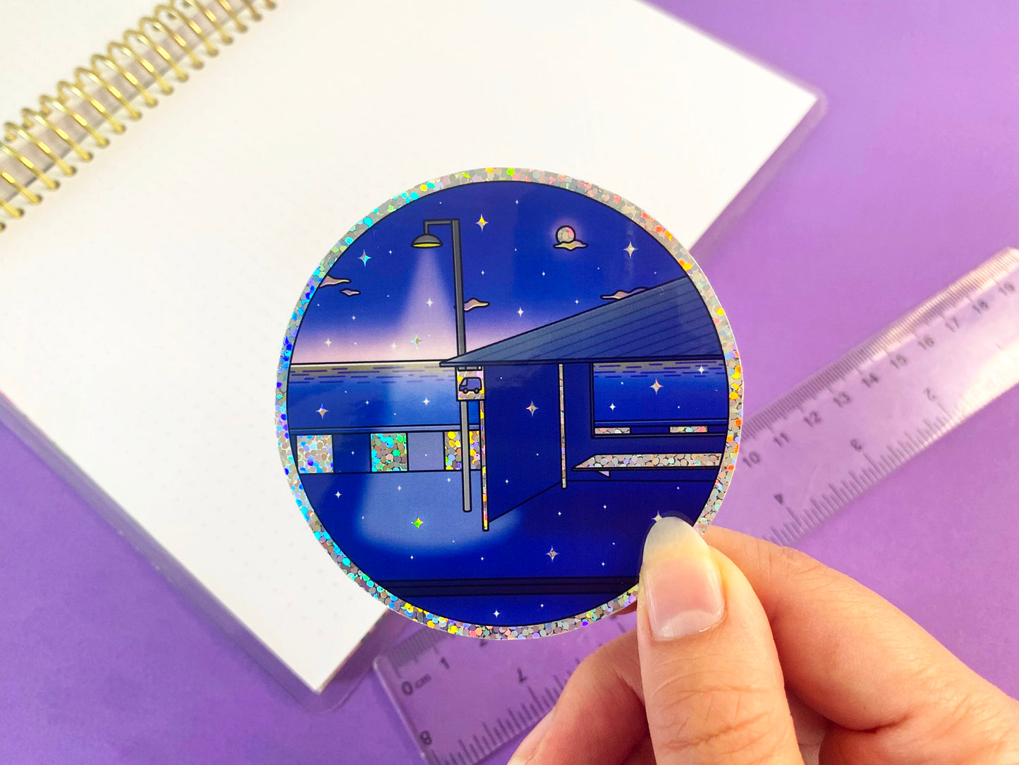 Late Night Holographic Glitters Sticker - Last Bus of the Night