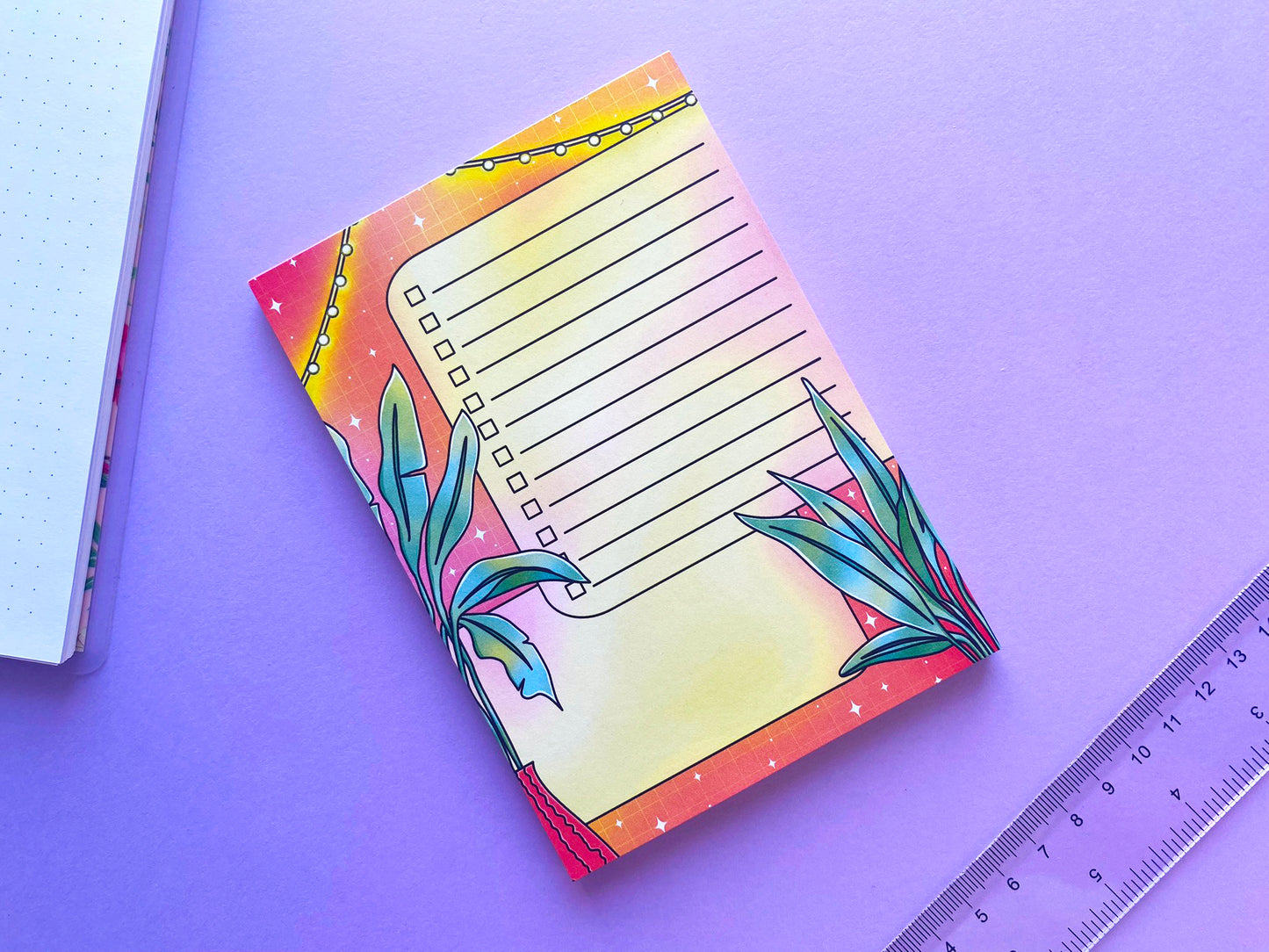 To Do List & Notes A6 Notepad | Vaporwave plant - Orange and light vibe