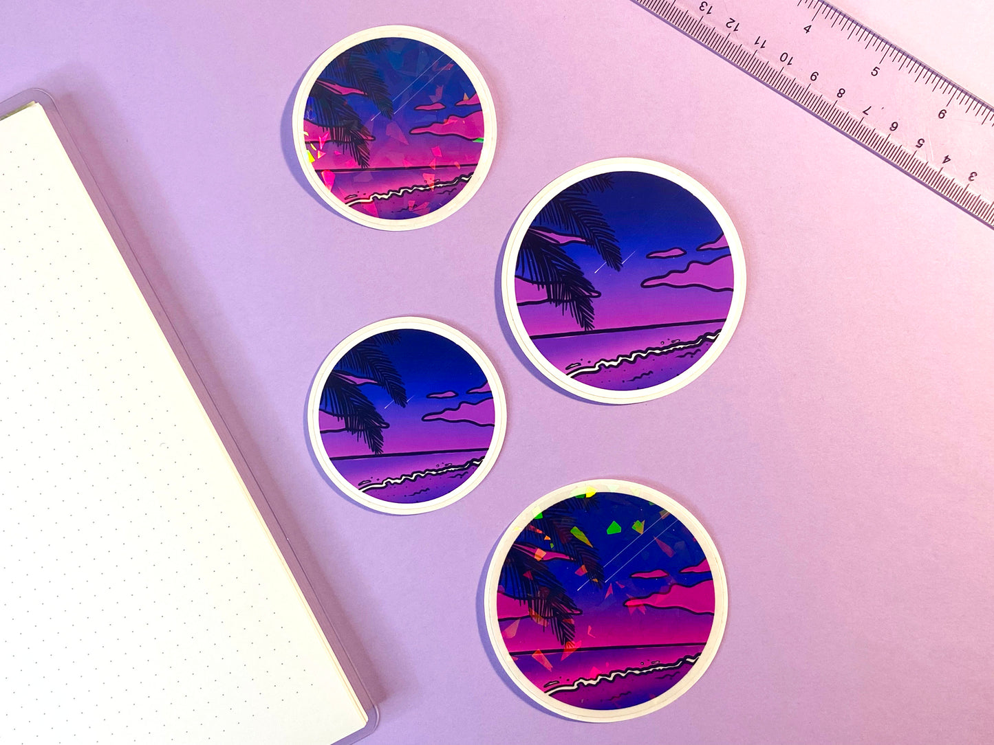 Waterproof Vaporwave Sticker "Walk by the sea"