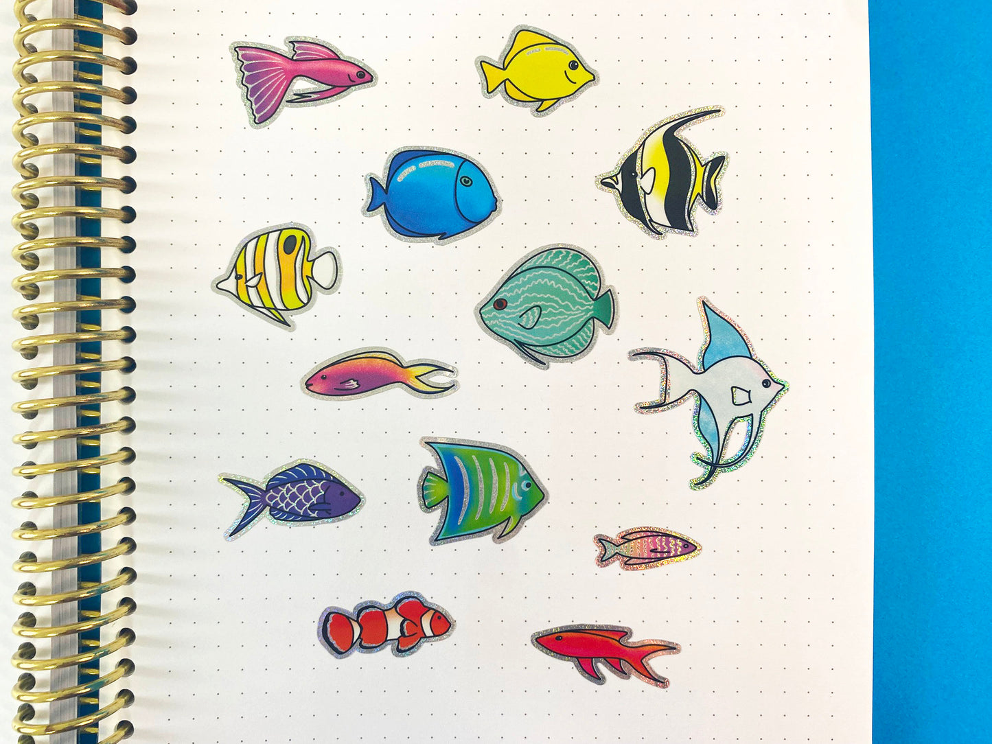 Nostalgic Fish Holographic Glitters Sticker Sheet - Fantasy Fish