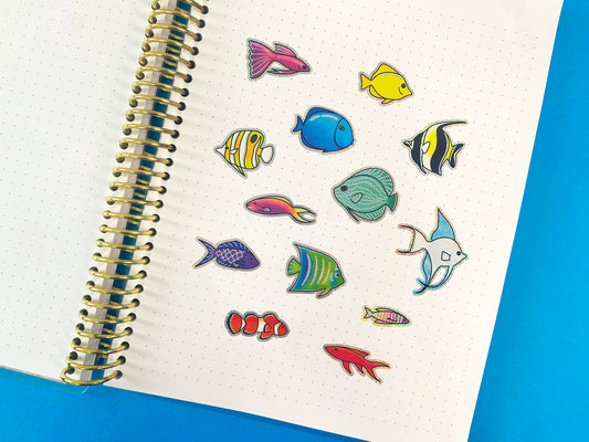 Nostalgic Fish Holographic Glitters Sticker Sheet - Fantasy Fish
