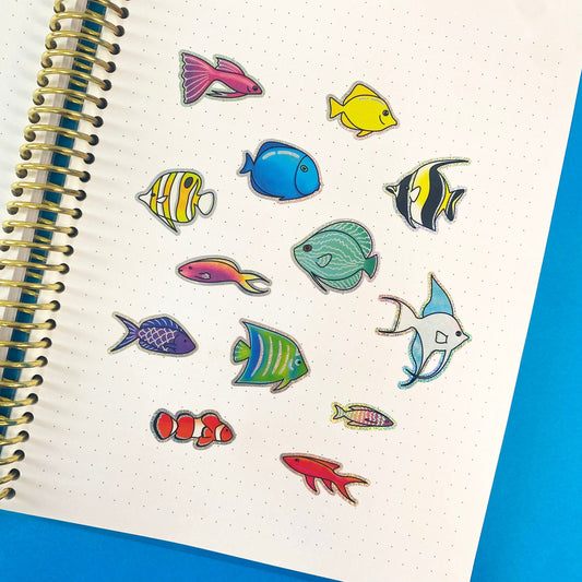Nostalgic Fish Holographic Glitters Sticker Sheet - Fantasy Fish
