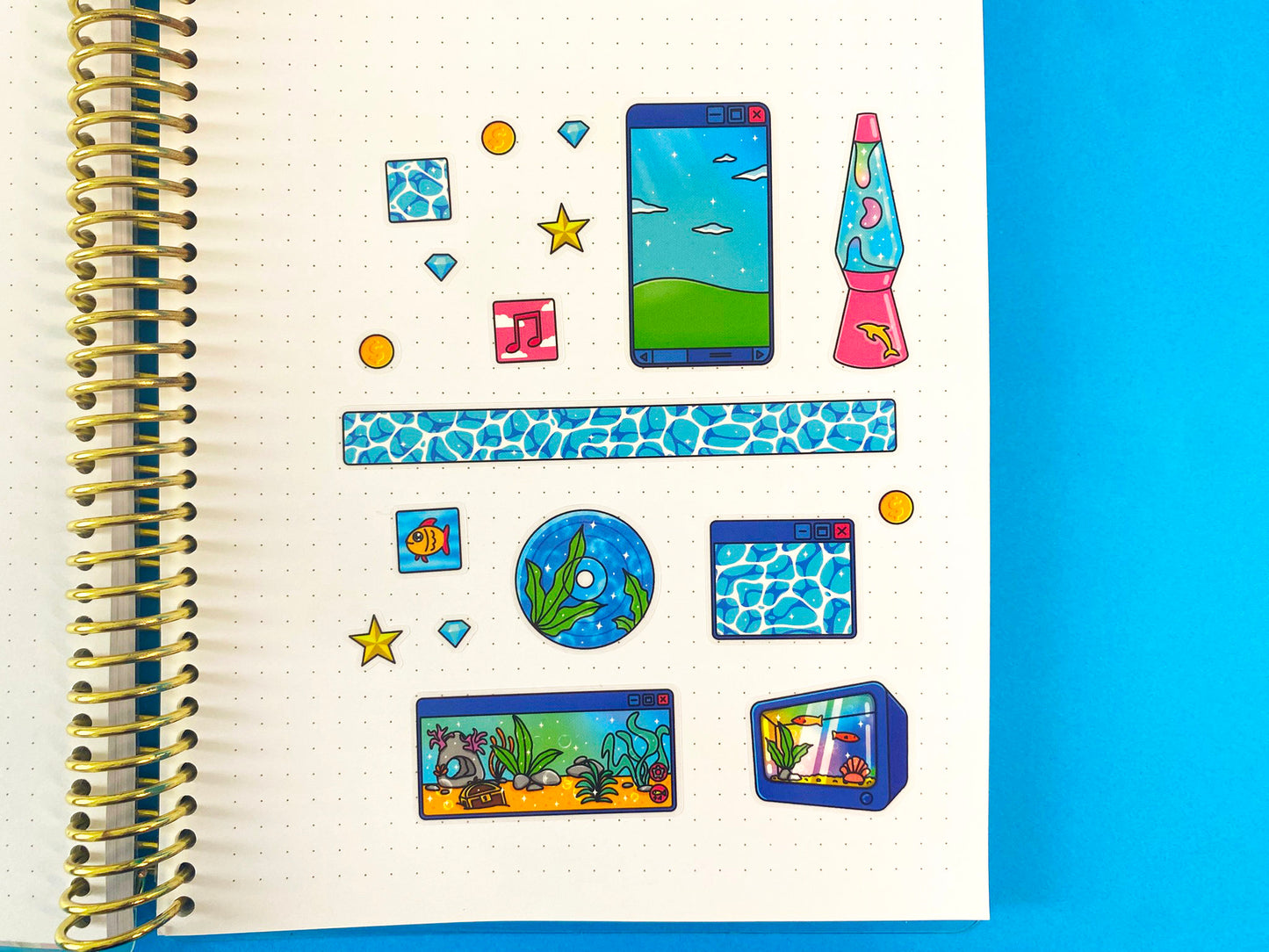 Nostalgic Fish A6 Clear Sticker Sheet - "Lost in aquatic virtual world"