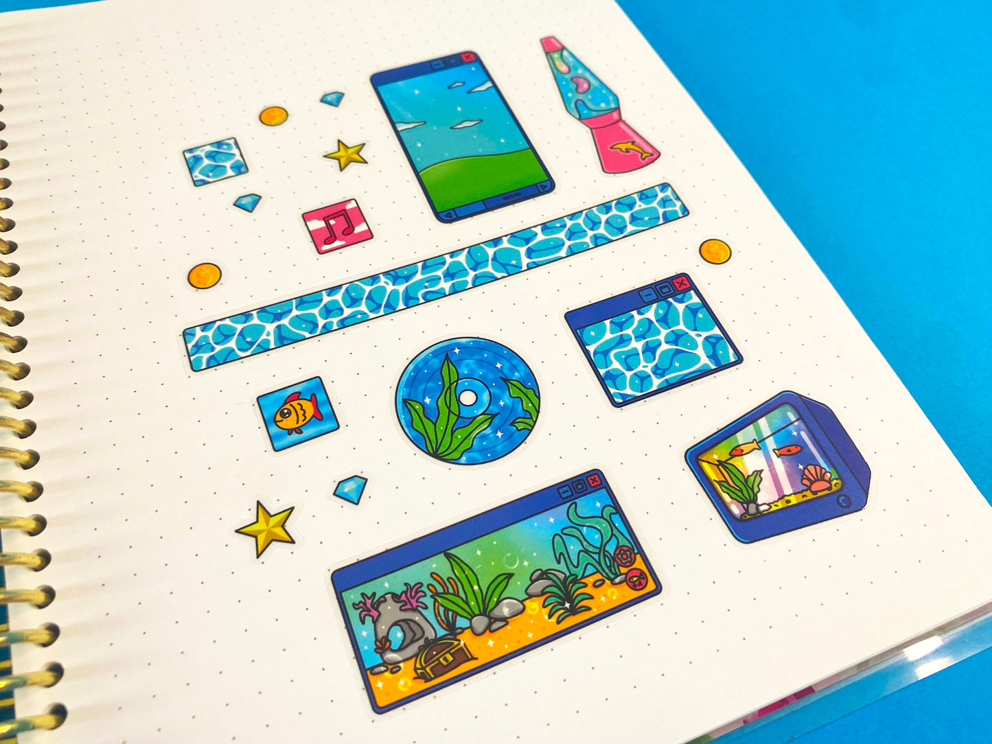 Nostalgic Fish A6 Clear Sticker Sheet - "Lost in aquatic virtual world"