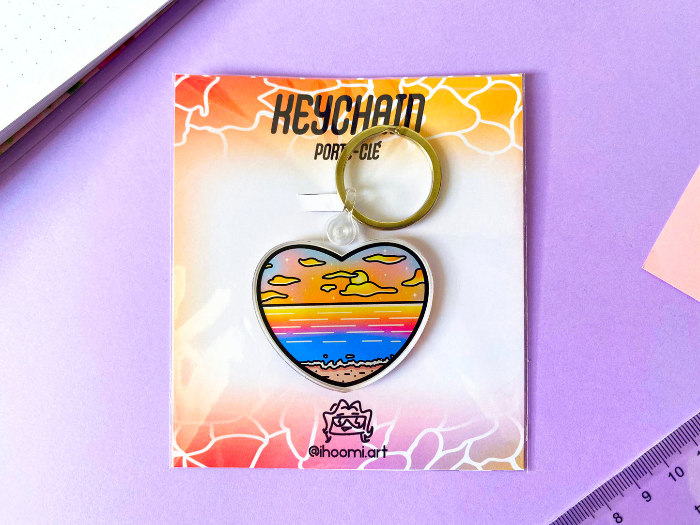 Vaporwave Heart Acrylic Charm Keychain