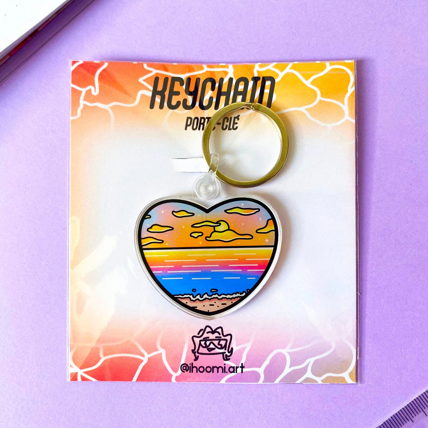 Porte-clé Charme Acrylique Coeur Vaporwave