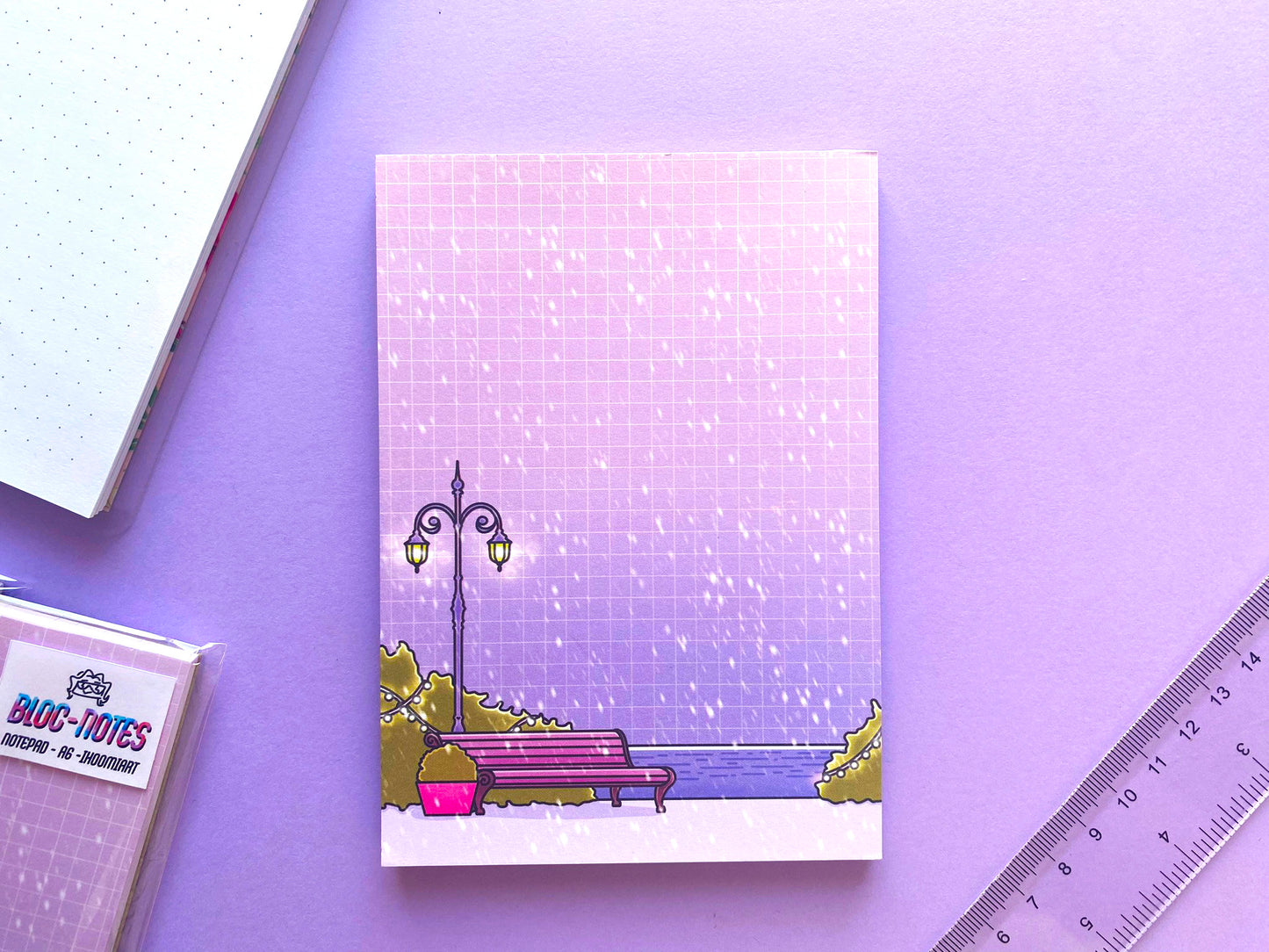 Winter & Snow Lanscape A6 Notepad | Vaporwave and aesthetic calm ocean view