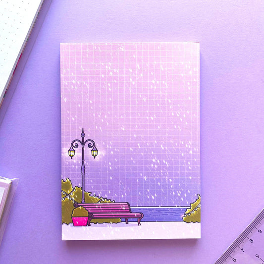 Winter & Snow Lanscape A6 Notepad | Vaporwave and aesthetic calm ocean view