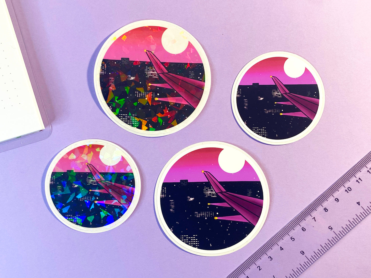 Sticker Waterproof Vaporwave "Vue nocturne par avion"