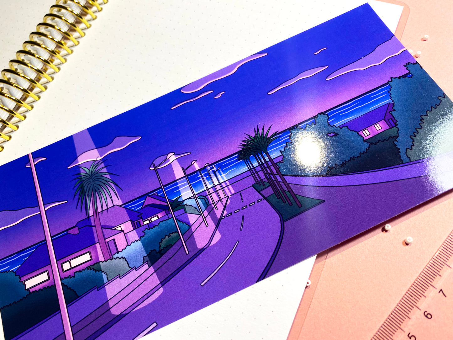 Late Night DL Postcard | Art Print Vaporwave "Summer Night" | Purple and blue