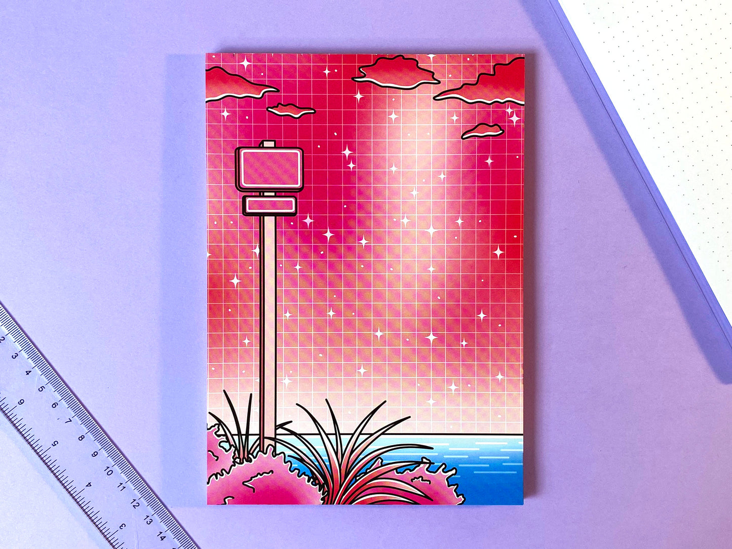 A5 Notepad Love Season| Paradise pink landscape Dreamy ocean view | Vaporwave Vibes