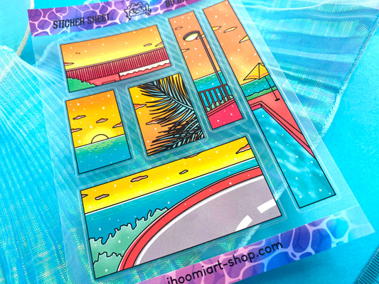 Hot Summer A6 Clear Sticker Sheet | Summer day landscape