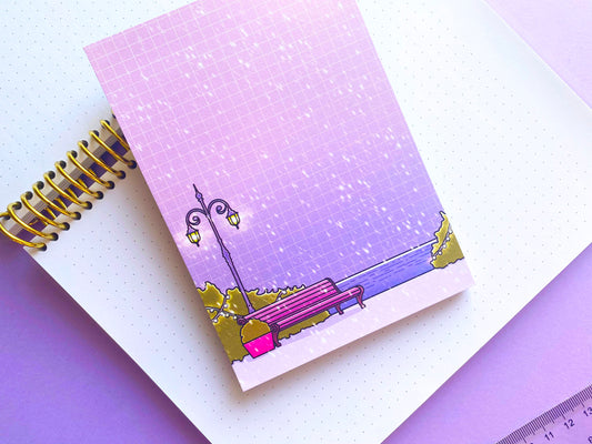 Winter & Snow Lanscape A6 Notepad | Vaporwave and aesthetic calm ocean view