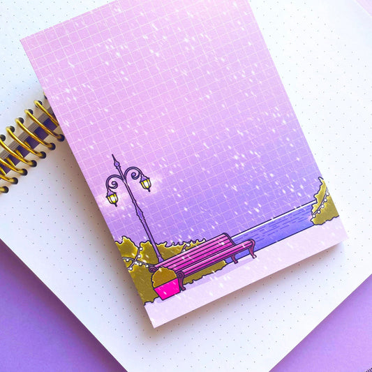 Winter & Snow Lanscape A6 Notepad | Vaporwave and aesthetic calm ocean view