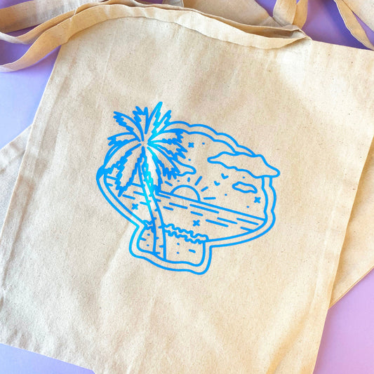 Tote Bag - Shell, sea view and palm tree