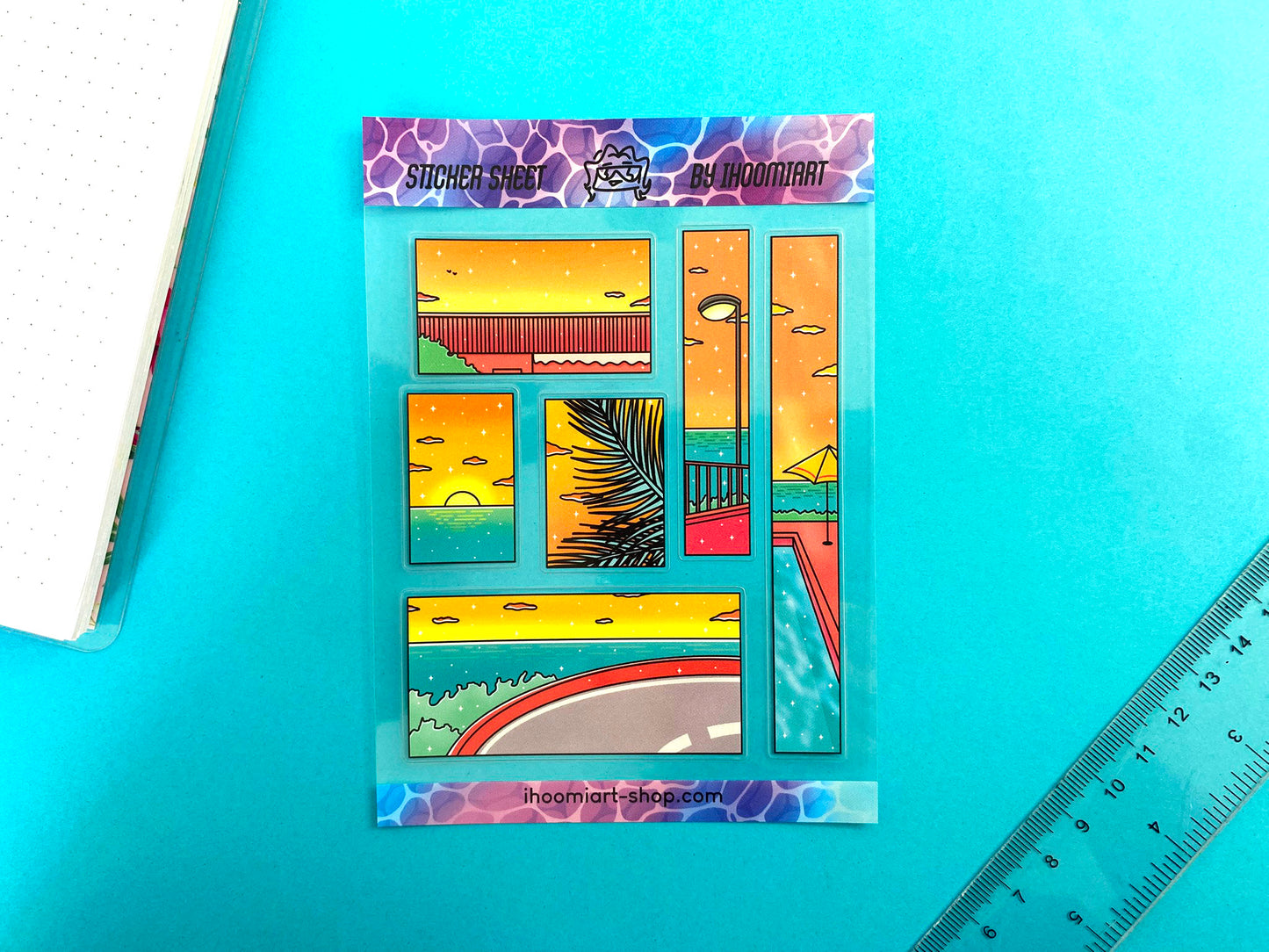 Hot Summer A6 Clear Sticker Sheet | Summer day landscape
