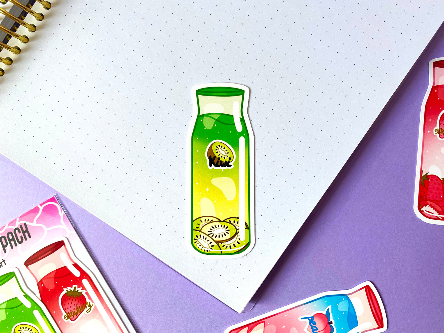 Waterproof Stickers - Bottle of fruit juice | Pack 3 Stickers